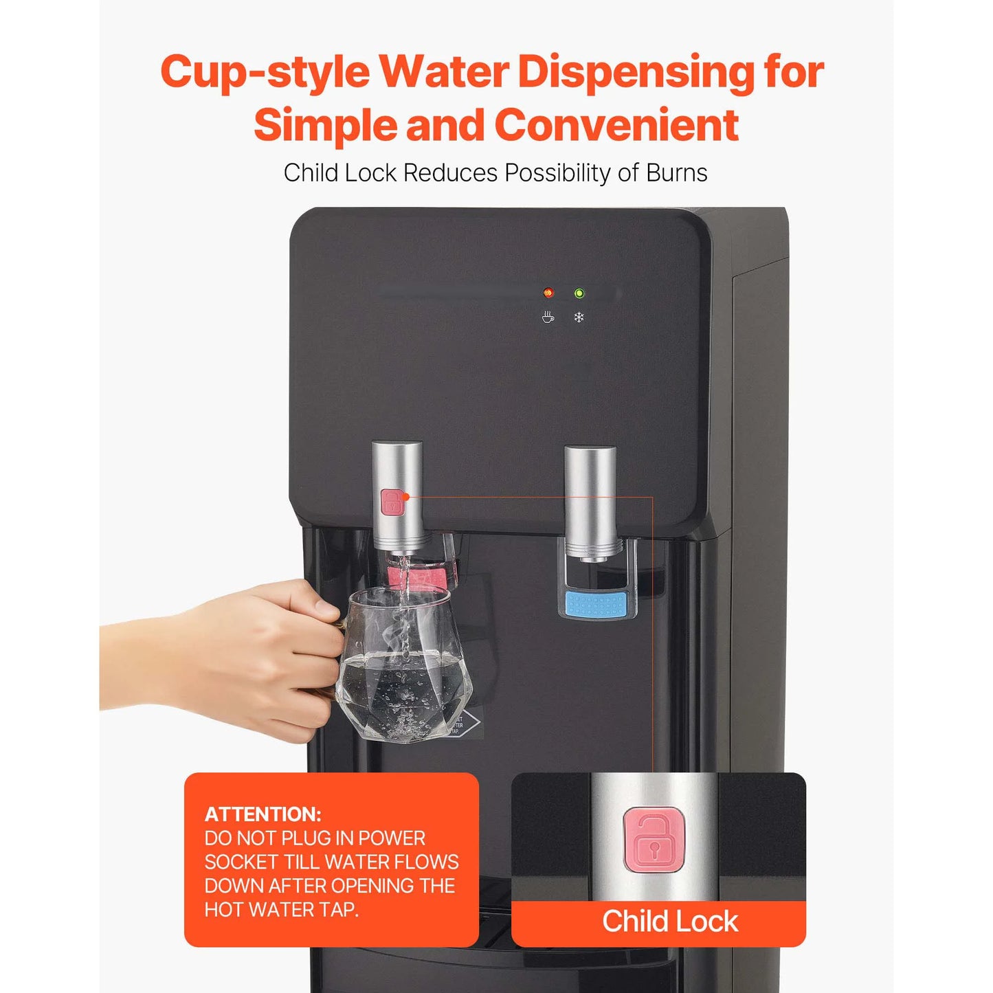 SucceBuy Top Loading Water Cooler Dispenser Hot Cold Stainless Steel