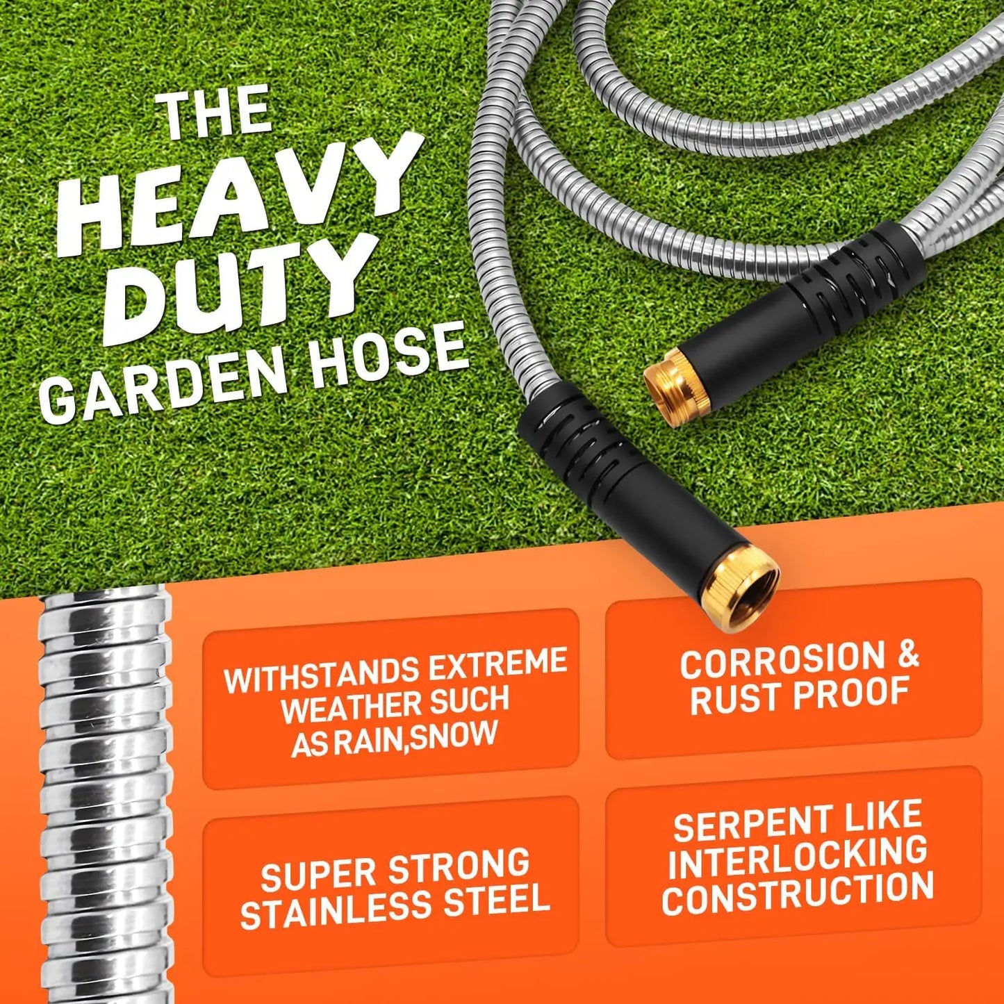Stainless Steel Garden Hose With 10 Functions Nozzle