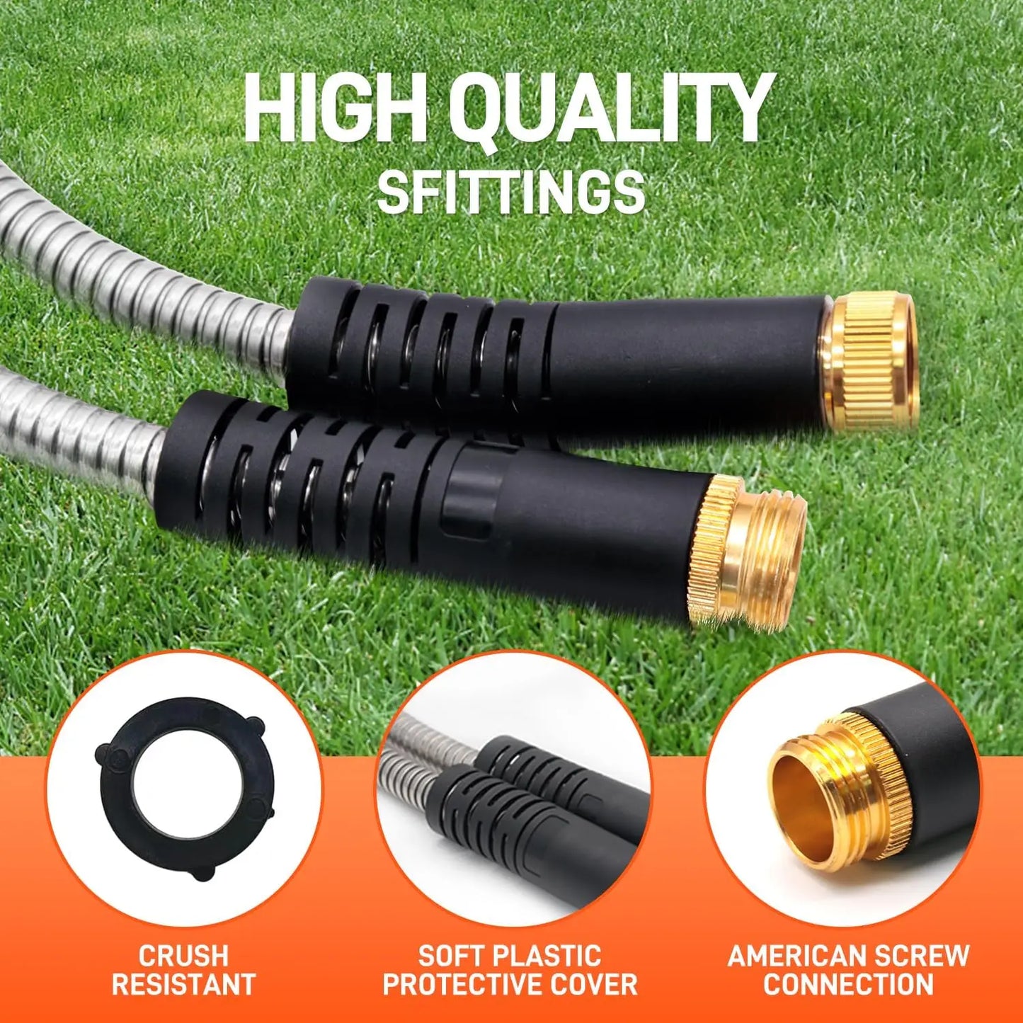 Stainless Steel Garden Hose With 10 Functions Nozzle