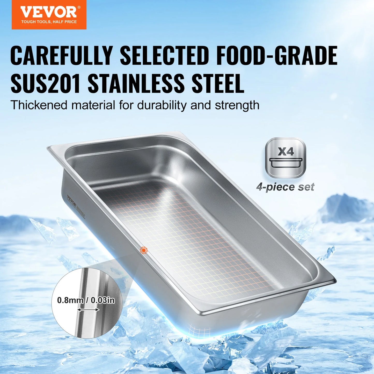 Succebuy Anti-Jam Steam Pan With Lid Stainless Steel