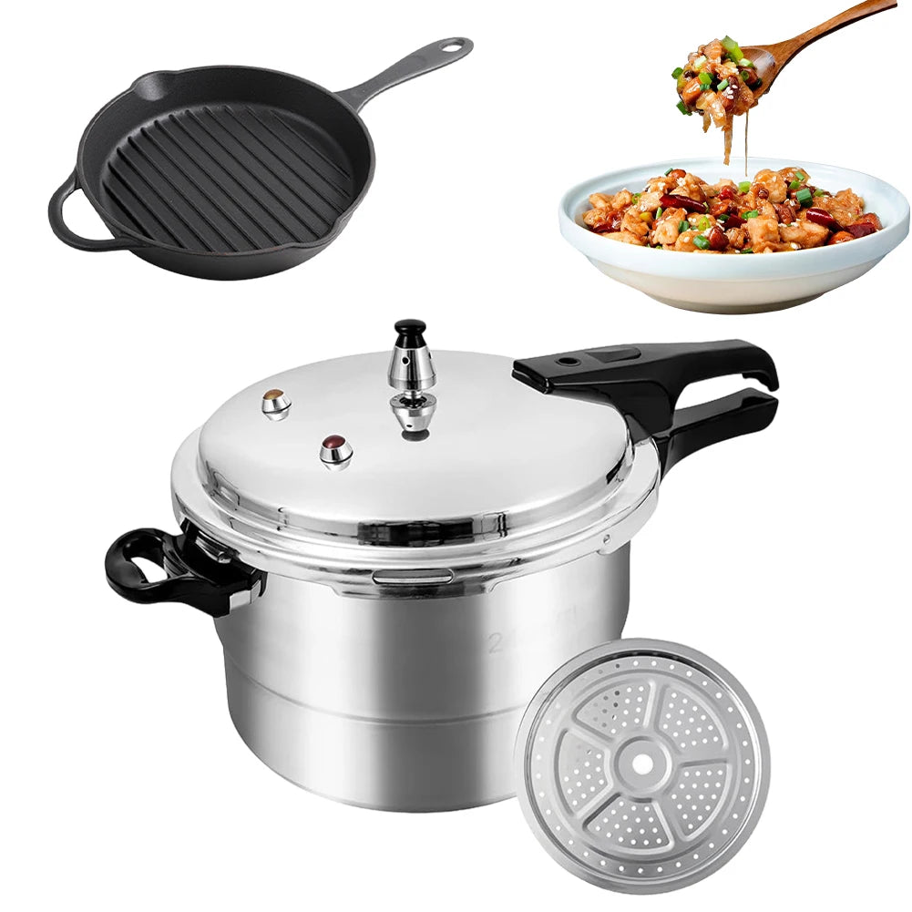 Aluminum Alloy Pressure Cooker With Steaming Plate For Induction Stove