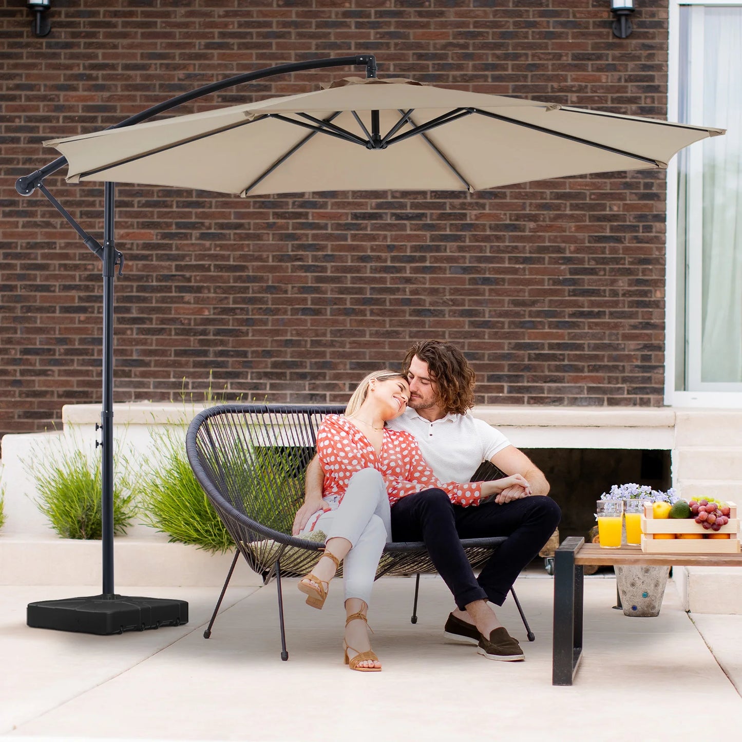 JHK Outdoor Patio Cantilever Umbrella Easy Tilt UV Protection