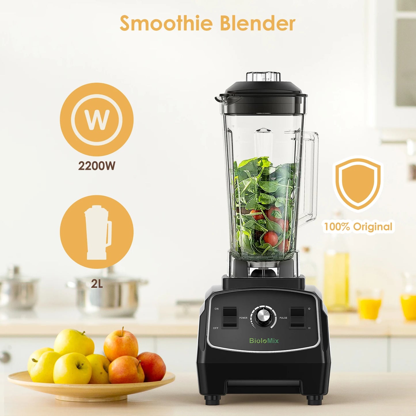 Biolomix BPA Free 3HP Blender Juicer Heavy Duty Food Processor