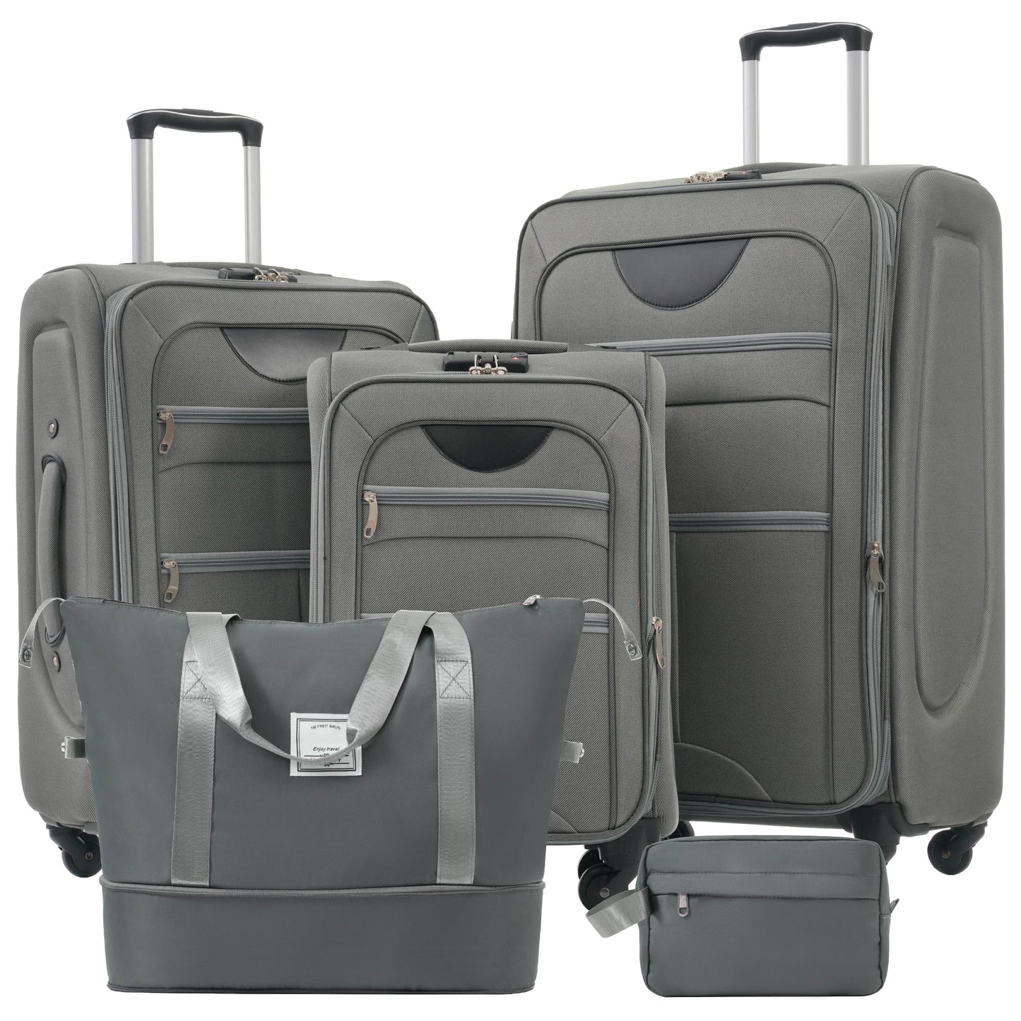 NONECN Softside Luggage Expandable 5 Piece Set Duffel Bag