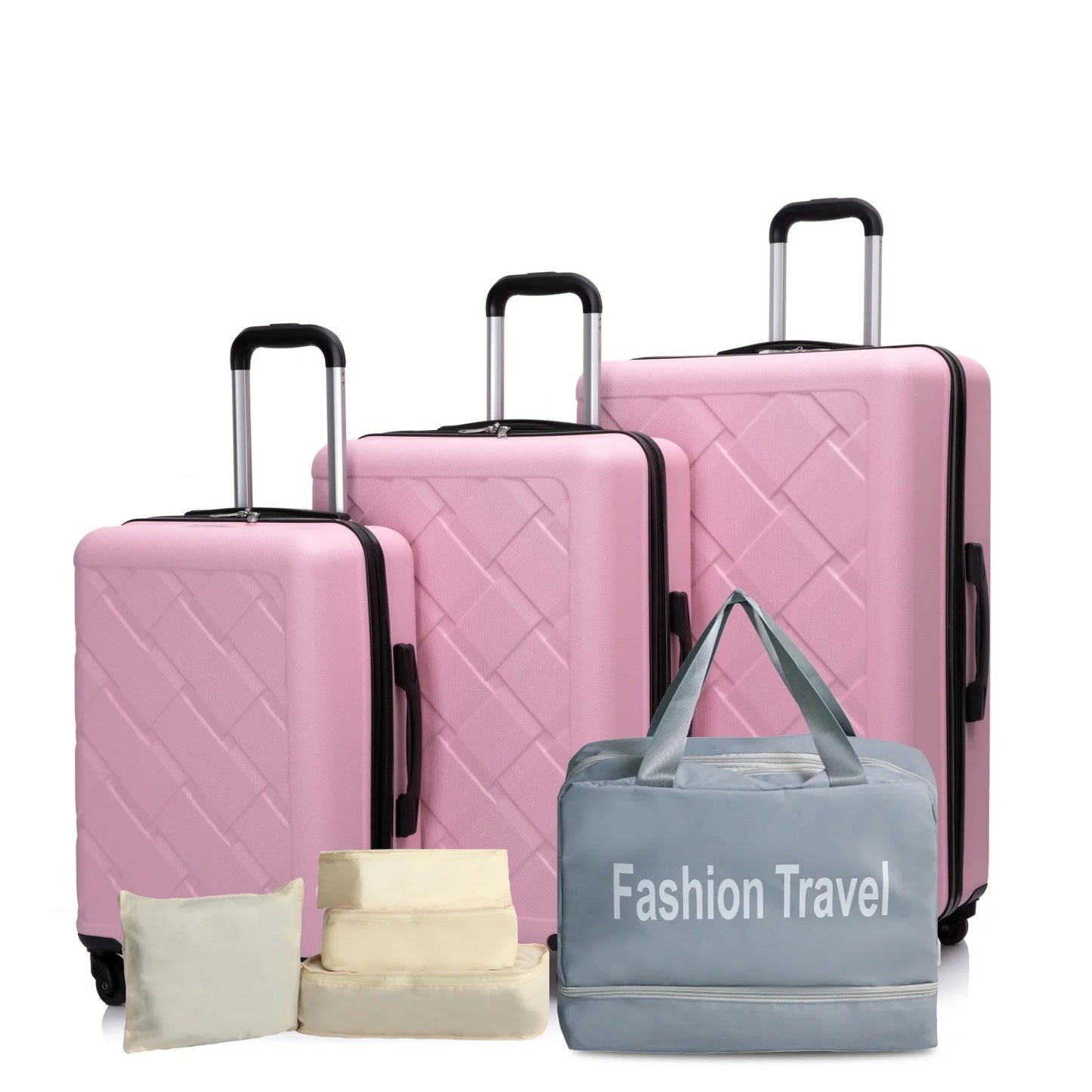TravelhouseCN Luggage Set 3 Piece Double Spinner ABS Hard Case