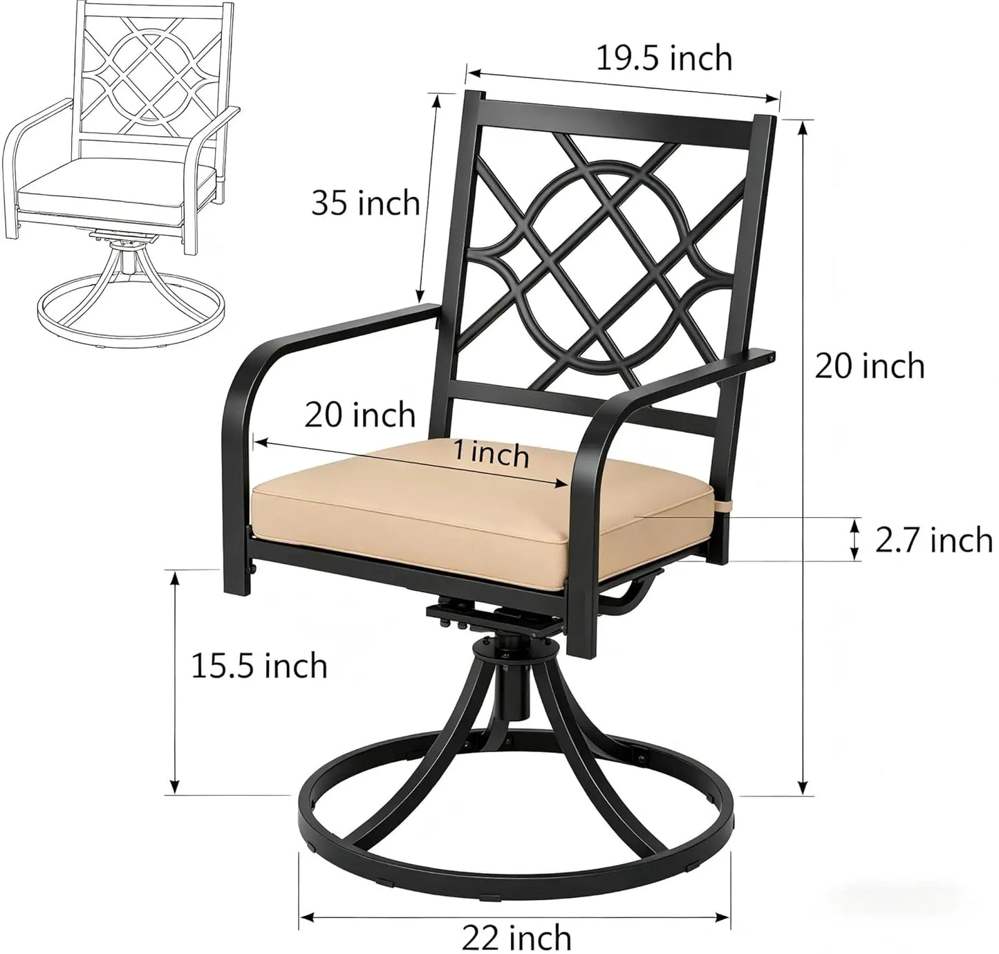 Metal Swivel Dining Chairs Set Of Four Outdoor Patio Furniture