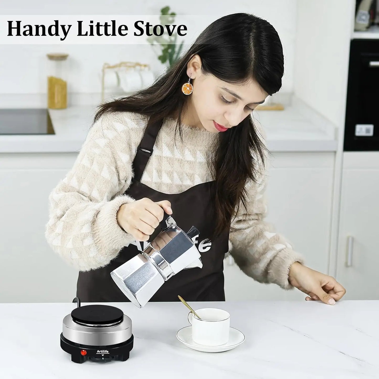 500W Mini Hot Plate Portable Electric Stove Cooktop Moka Pot