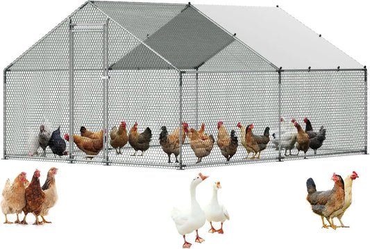 Metal Chicken Coop Walk-In Hen House Enclosure Outdoor Security