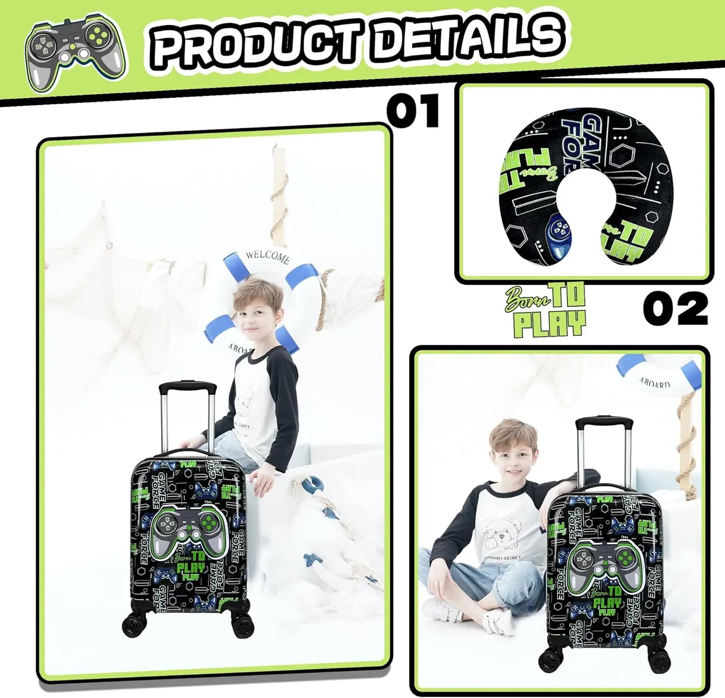 Kids Luggage Set With Spinner Wheels Airline Approved Carry On