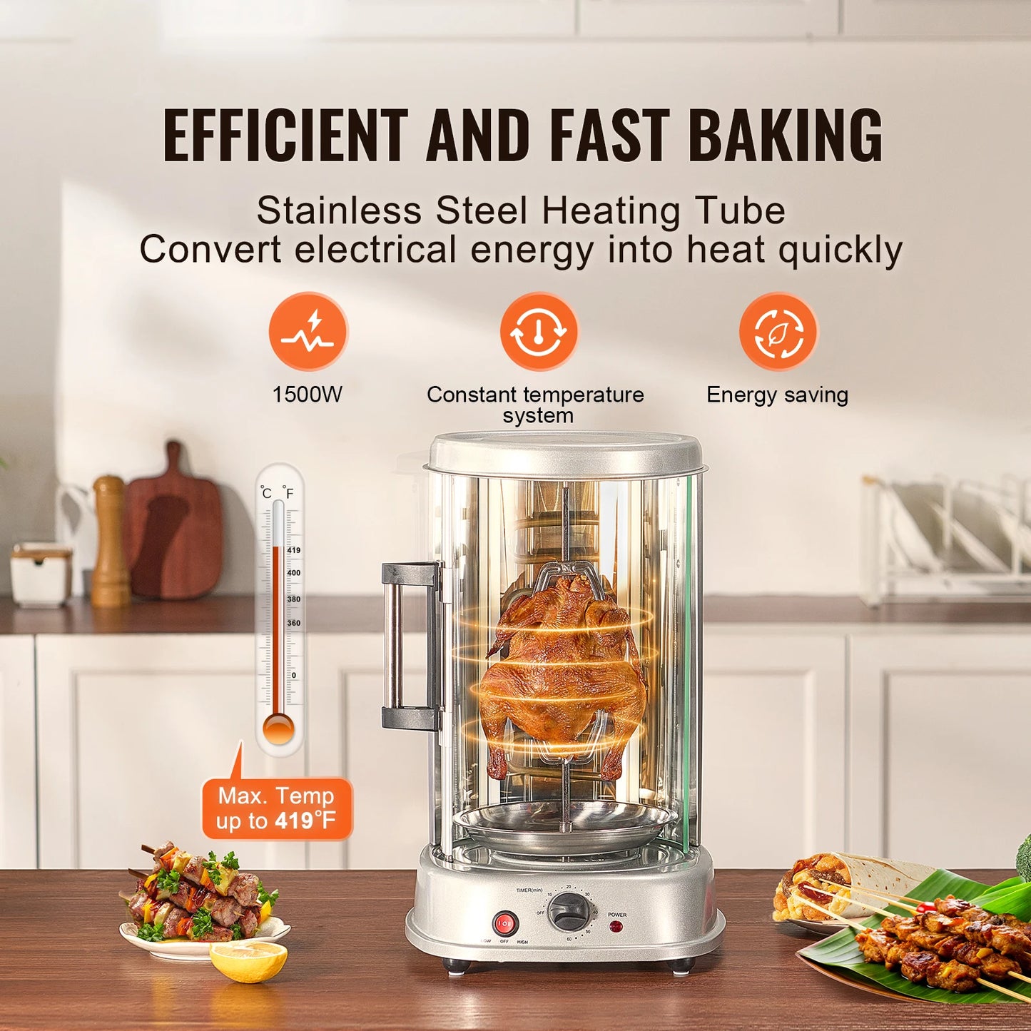 Shawarma Grill Machine Electric Stainless Steel Gyro Rotisserie Oven