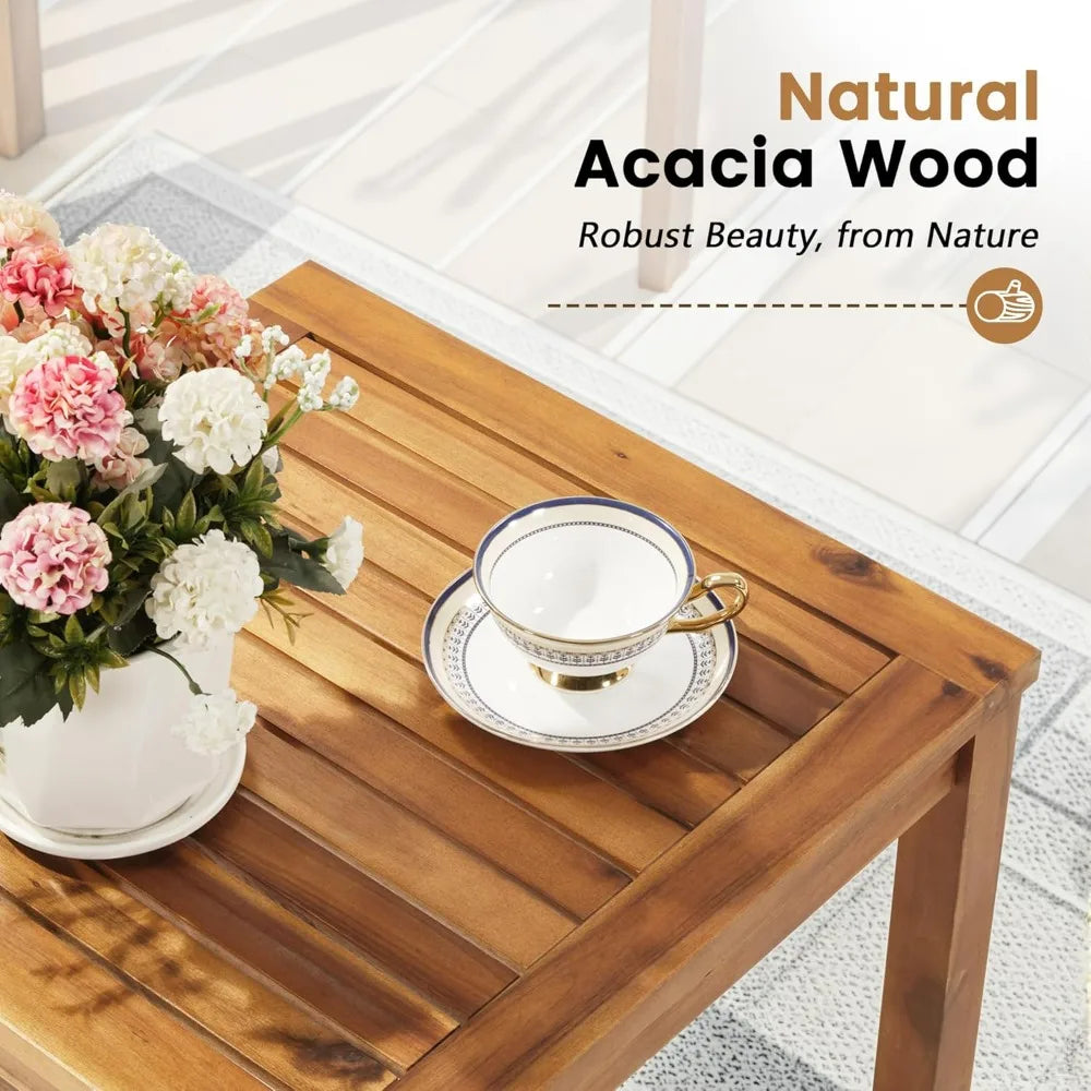 Flamaker Acacia Wood Patio Furniture Set With Coffee Table Cushions