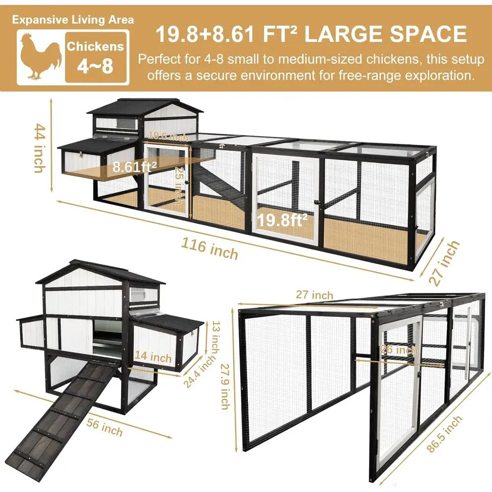 Chicken Coop With 4 Nesting Boxes Removable Tray UV Roof