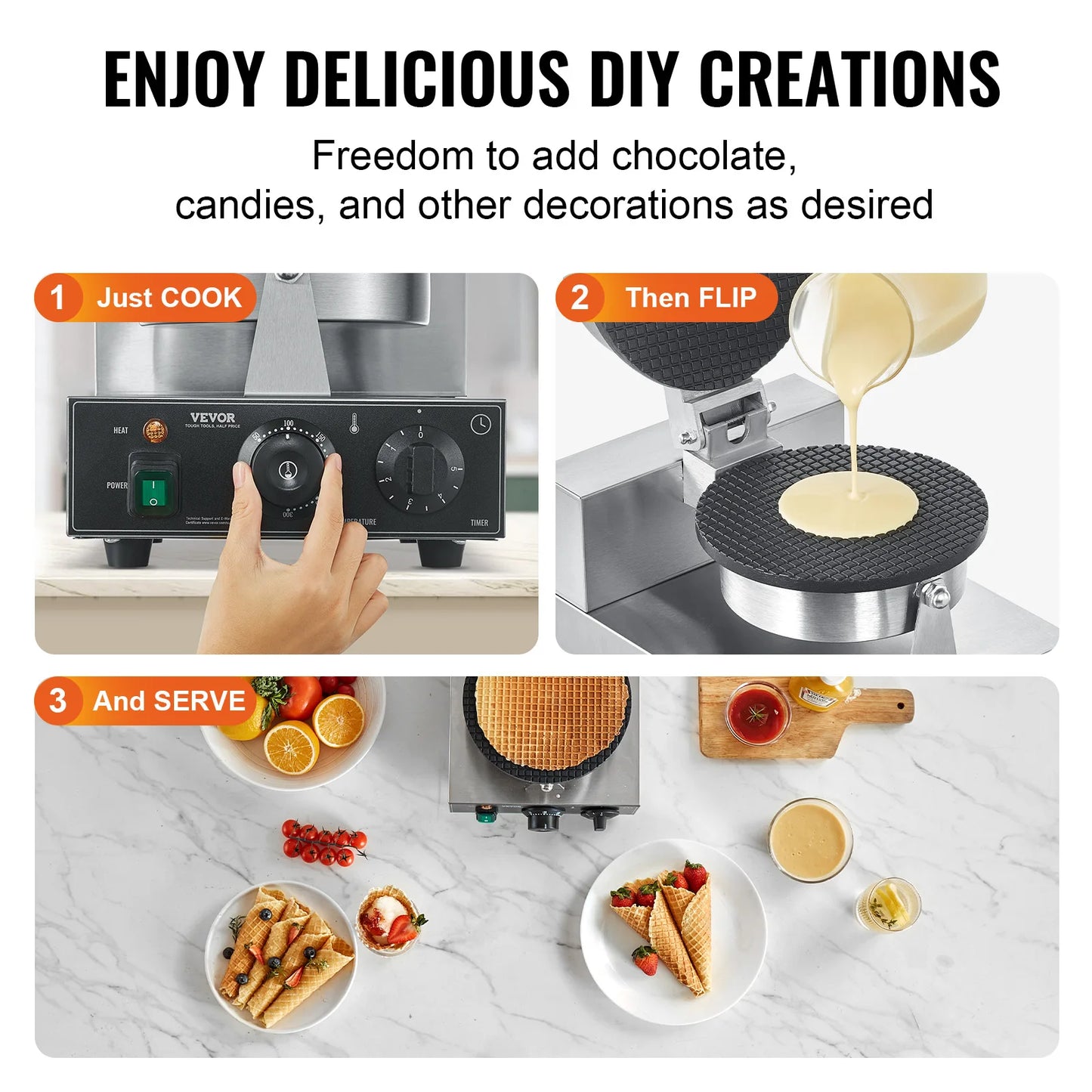 VEVOR Electric Ice Cream Cone Maker With Temperature Control