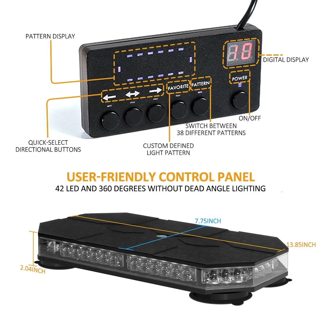 VGETTING LED Car Roof Top Strobe Lights Emergency Warning Beacon Magnetic Mount