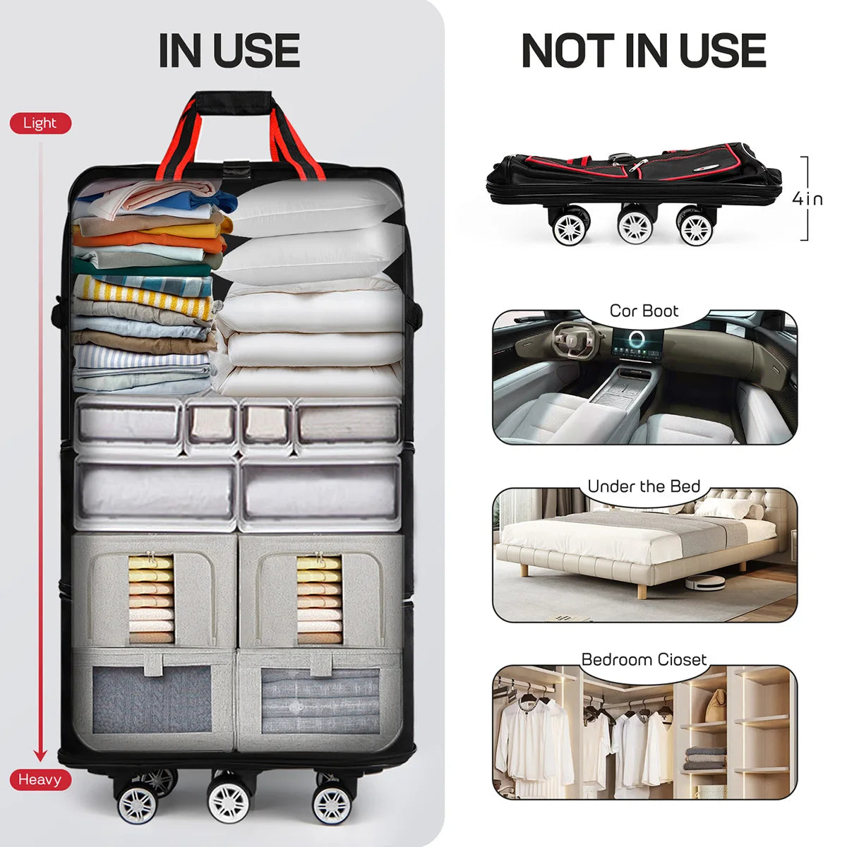 New York XPress Foldable Travel Bag With Wheels Expandable Duffel