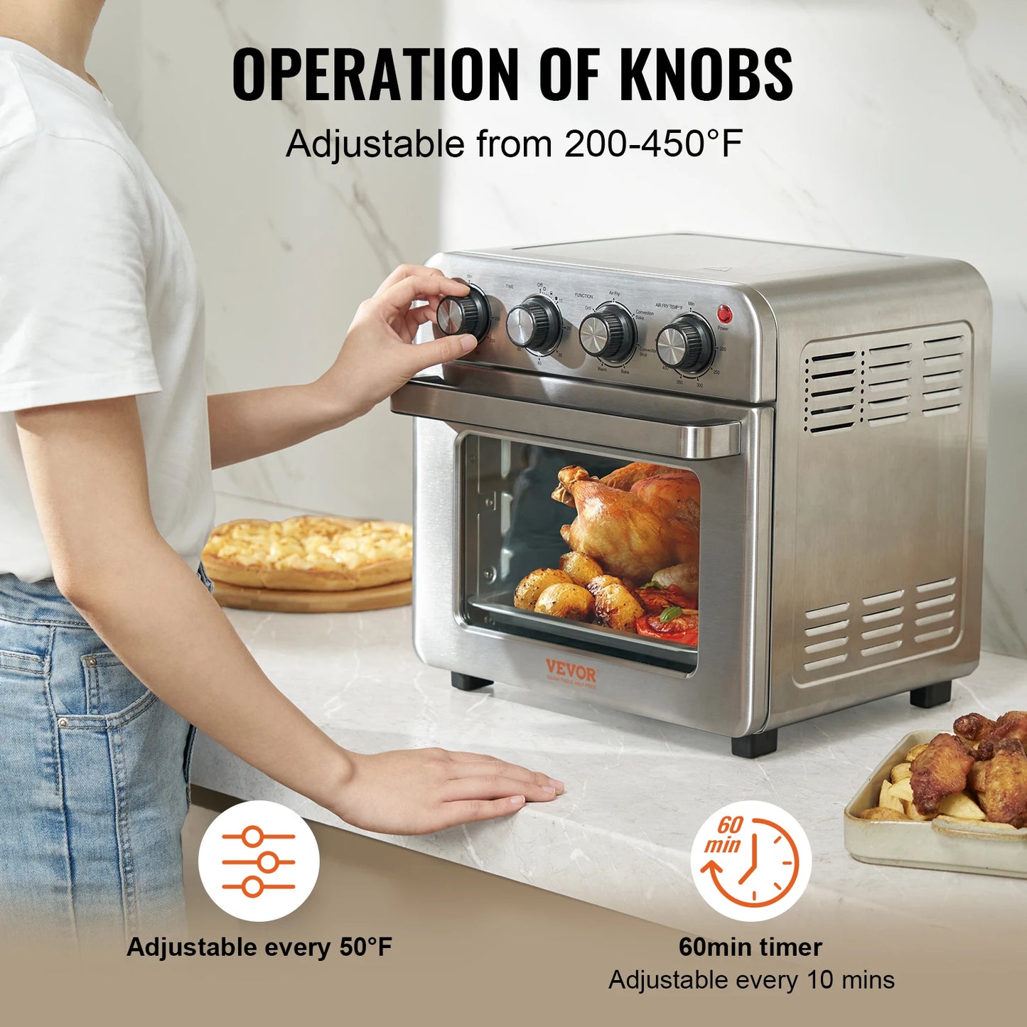 SucceBuy 1800W Air Fryer Toaster Oven Stainless Steel Countertop Oven
