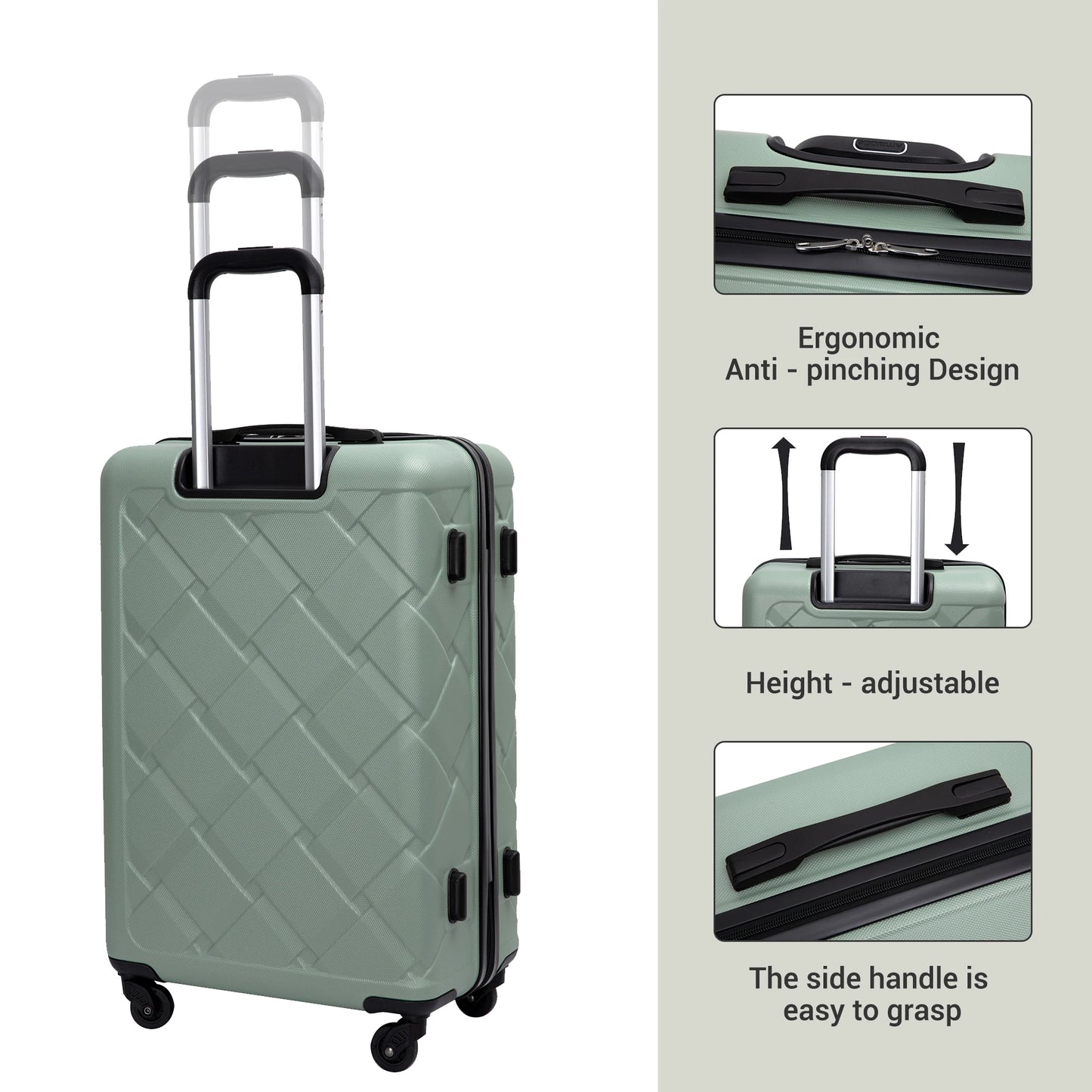 TravelhouseCN Luggage Set 3 Piece Double Spinner ABS Hard Case