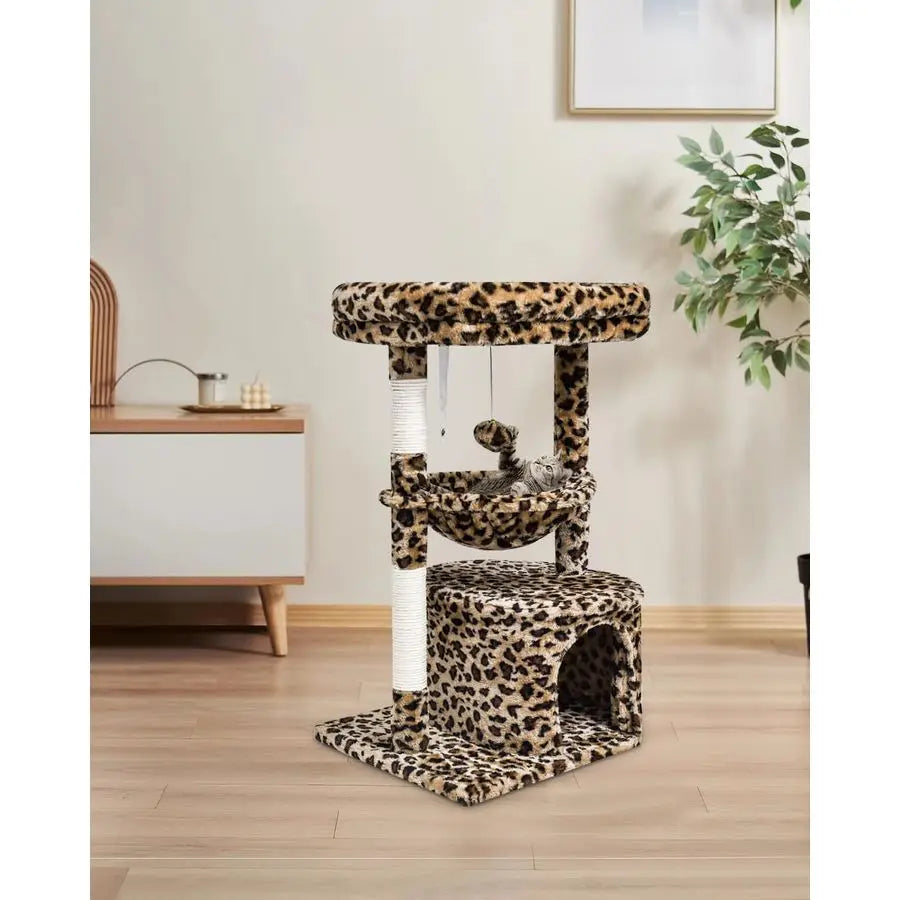XMSJ Leopard Print Cat Tree Indoor Cat Tower