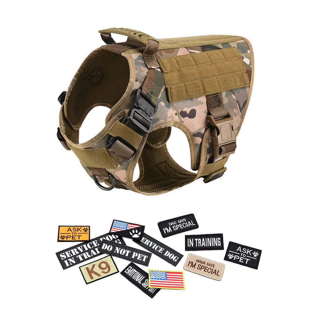 PETRAVEL Military Large Dog Harness Vest With Leash Set