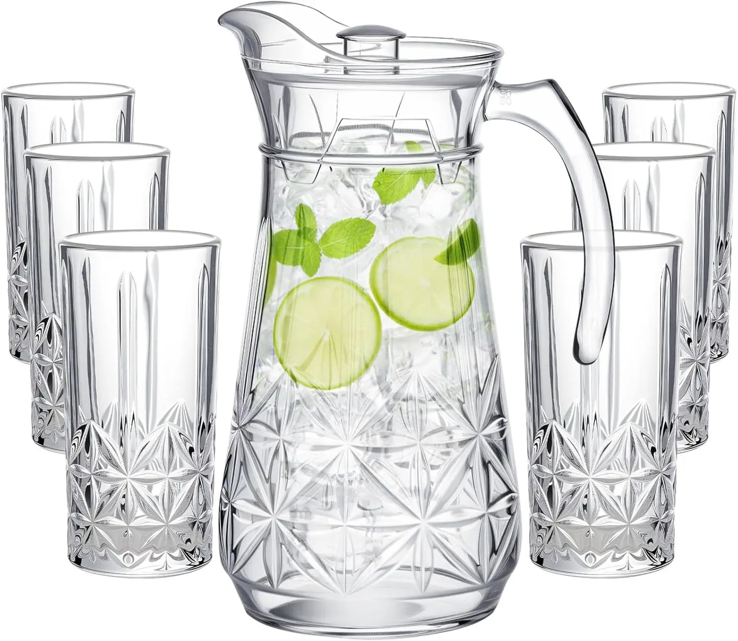 XMSJ Glass Pitcher Drinkware Set With Lid Spout For Juice