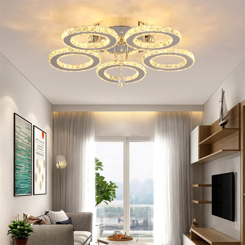 GreeLustr Modern Crystal Ring Pendant Light Ceiling Lamp