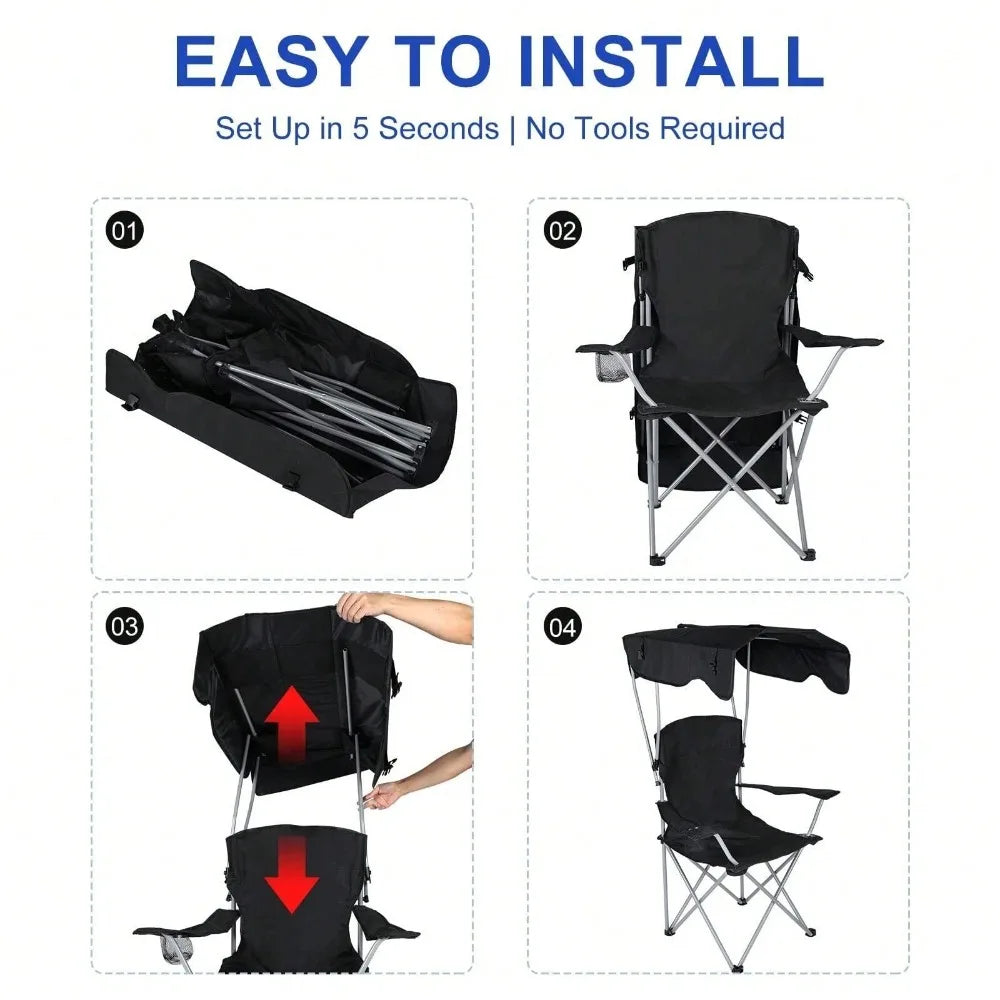 Portable Foldable Canopy Chair 600D Oxford Durable Outdoor Camping