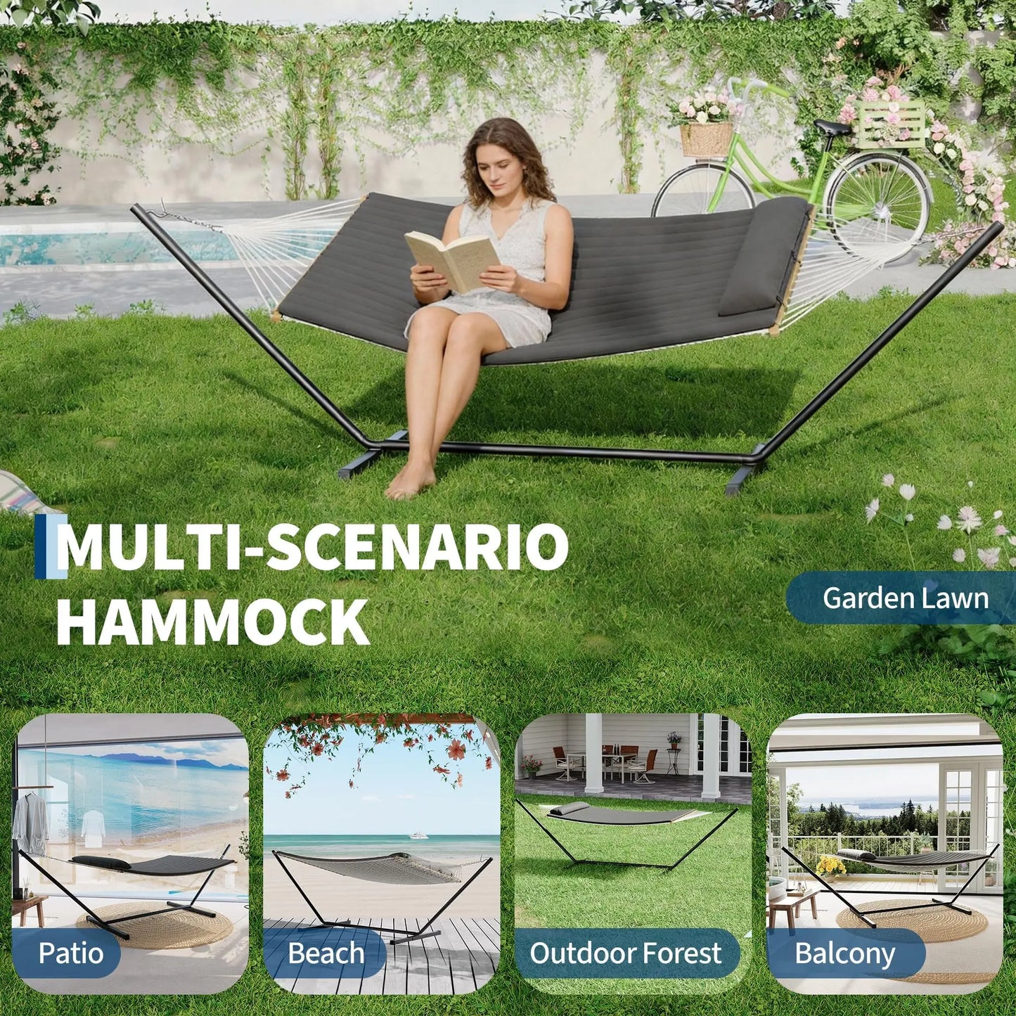 HiMISS Portable Double Hammock With Stand Two Person Outdoor