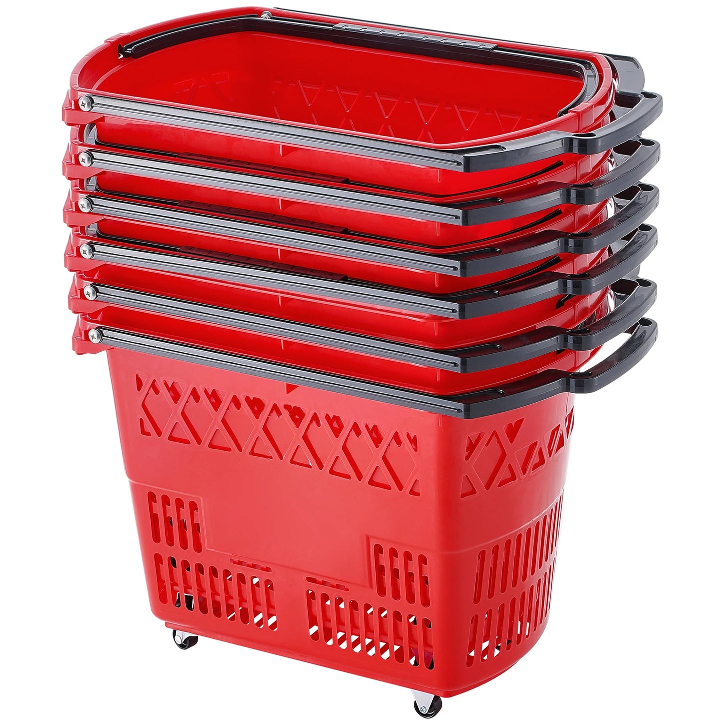 NONECN 6 Piece 39L Rolling Shopping Baskets With Handles