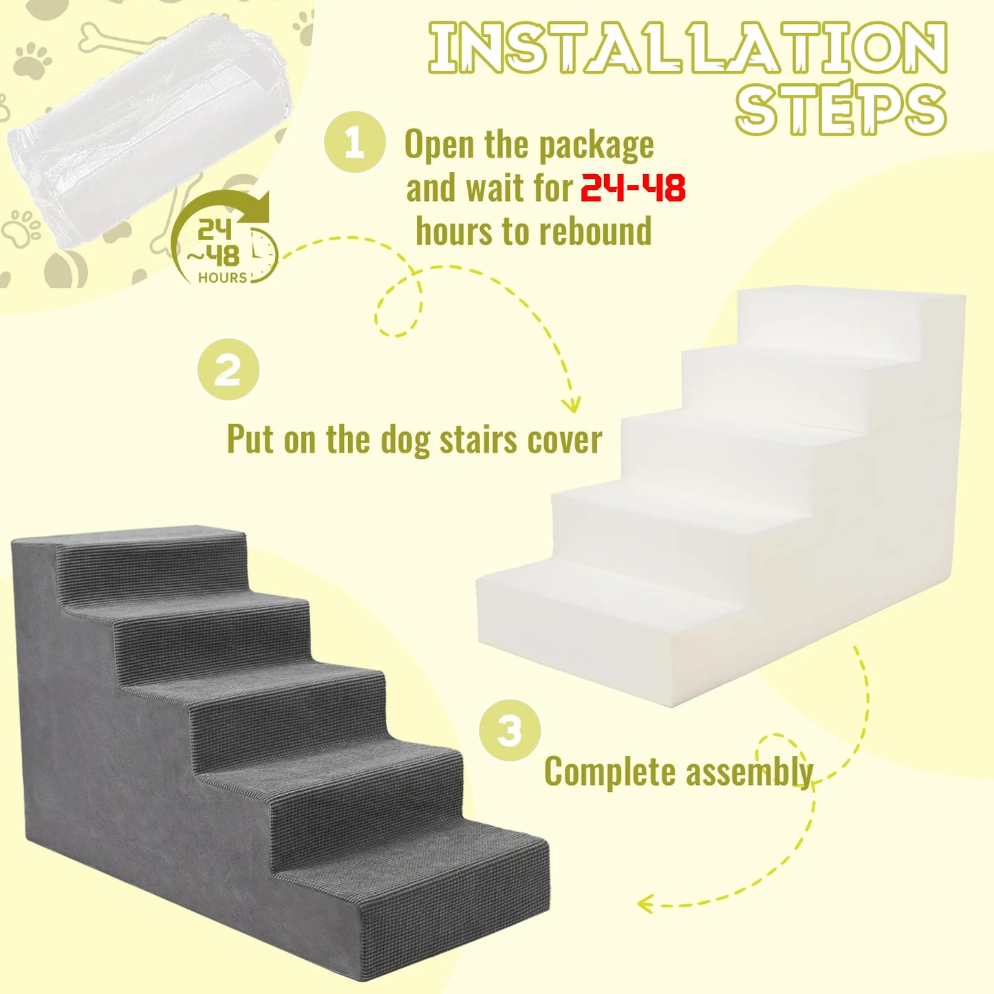 Niubya Pet Stairs 4-Tier And 5-Tier Non-Slip Foam Steps