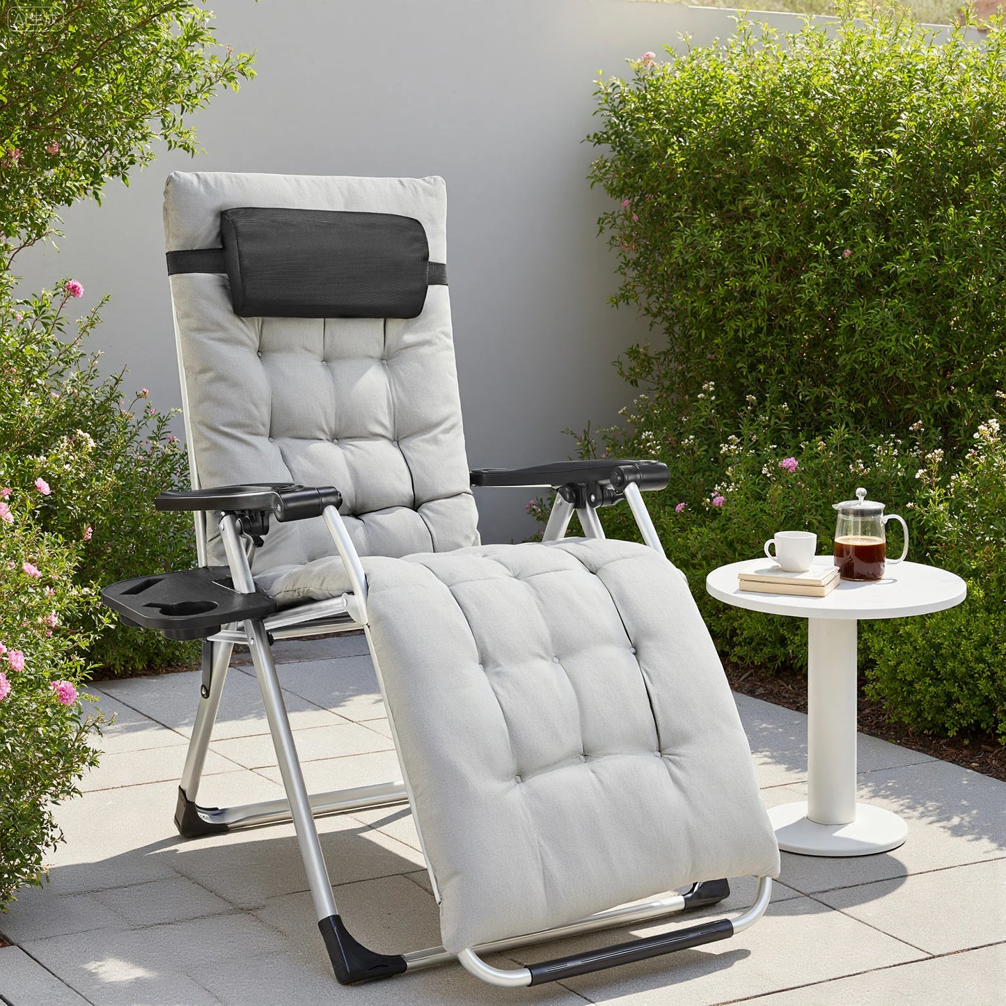 JHK Zero Gravity Portable Recliner Outdoor Lounge Chair With Cup Holder
