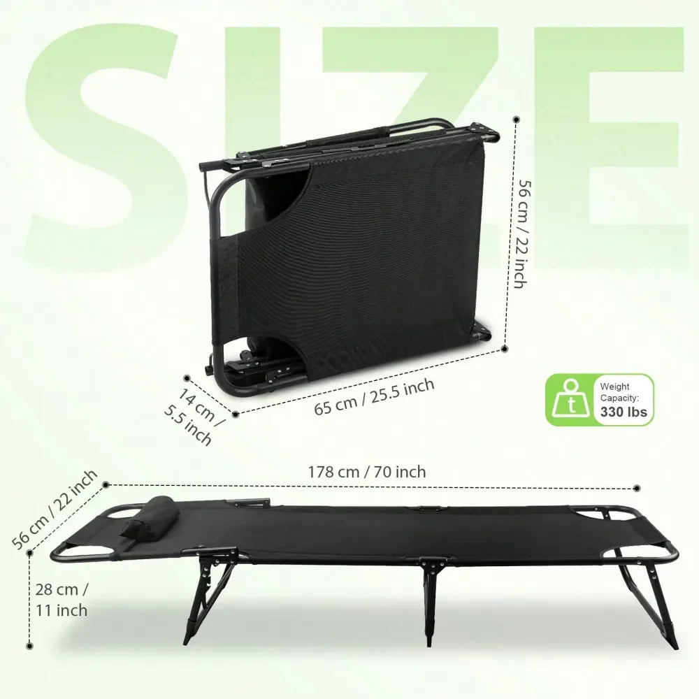 XMSJ Camping Cot With Pillow Mattress Heavy Duty Foldable Bed