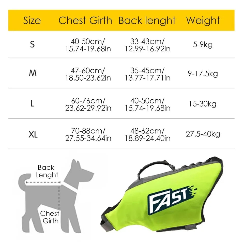 Dog Life Jacket Safety Vest Reflective Adjustable For Pool Surfing