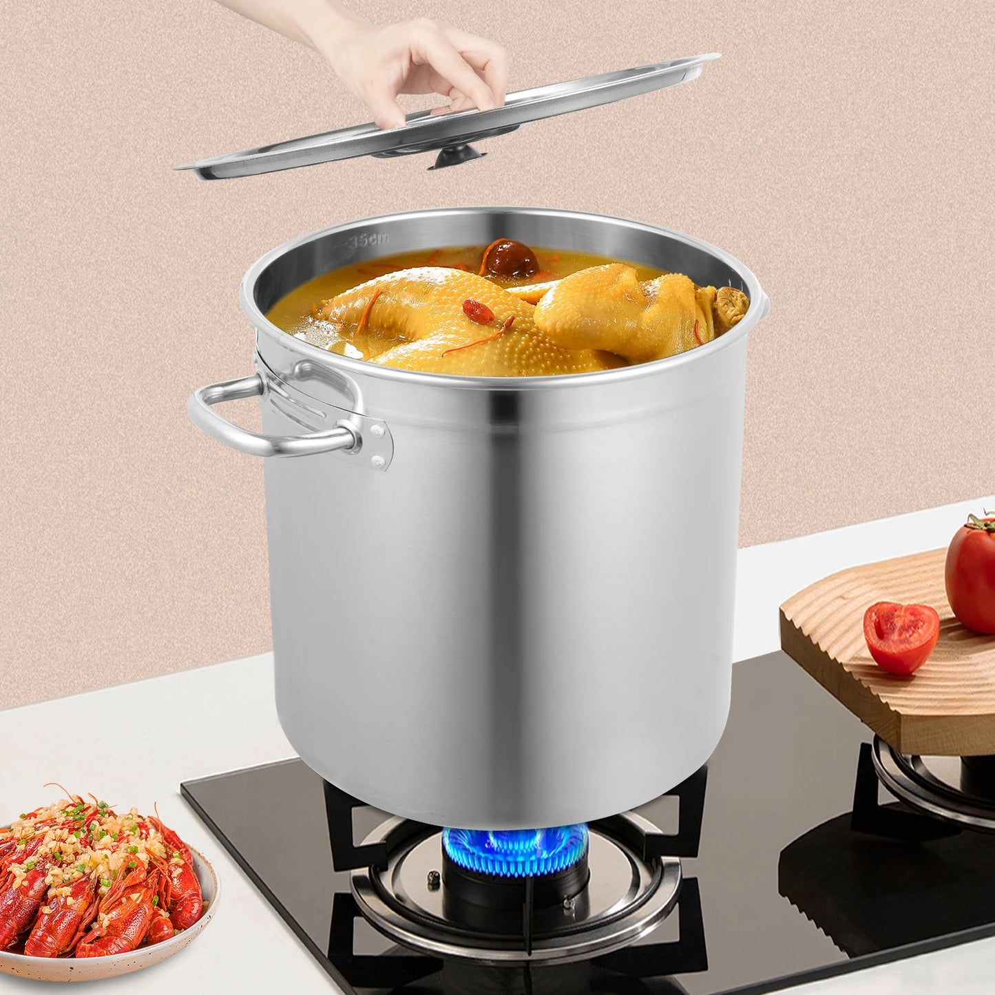 Stainless Steel Stockpot With Lid For Canning And Induction Cooking