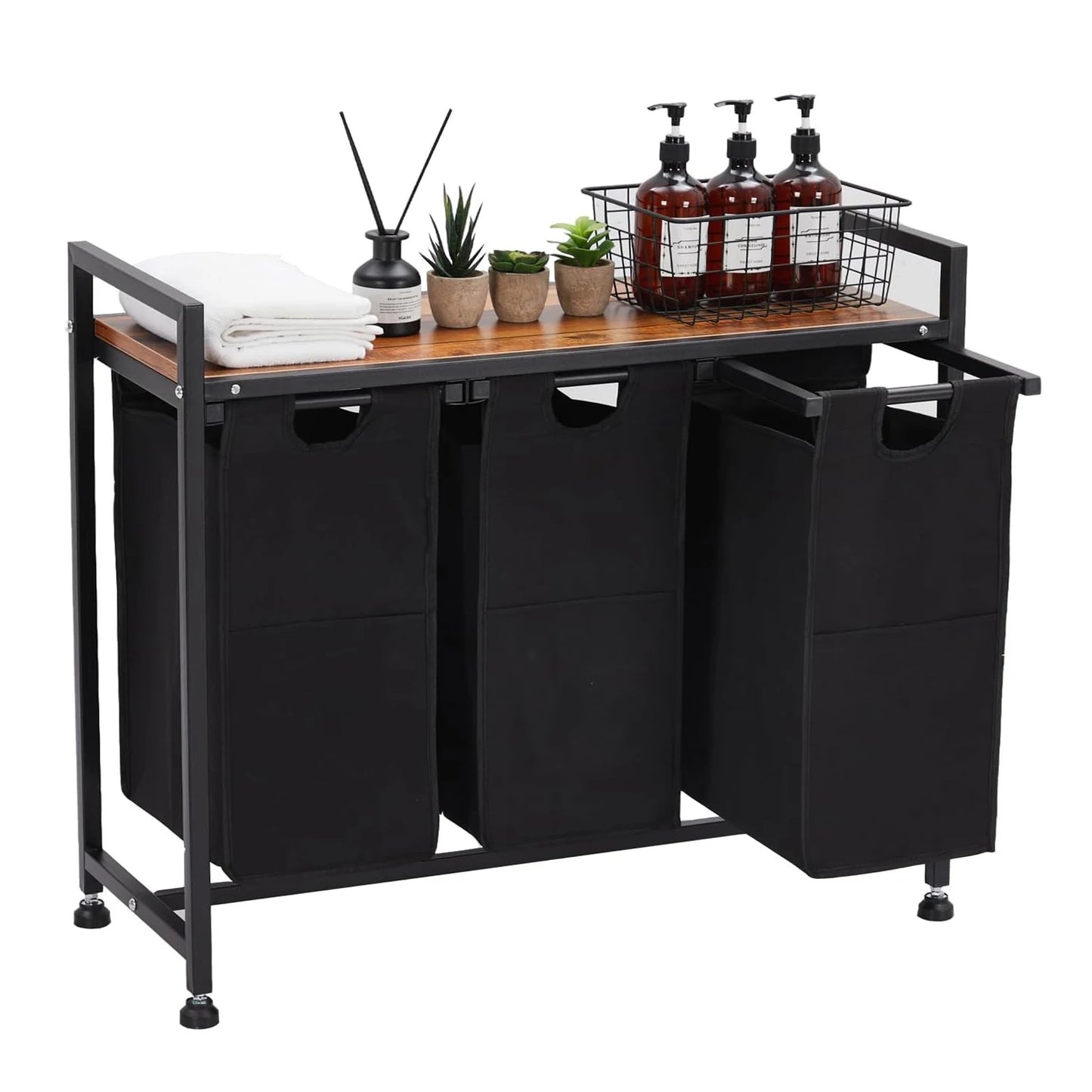 StudysetCN 2-Section Laundry Hamper With Removable Bag Top Shelf