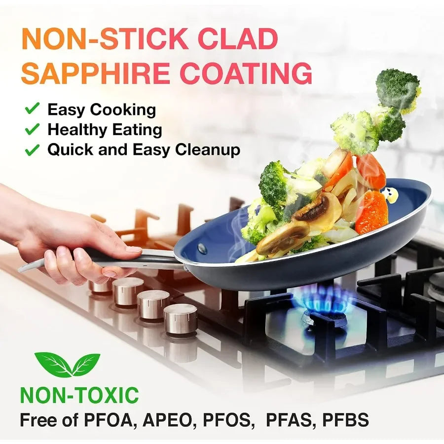 Sapphire UltraClad 24 Piece Induction Cookware Set Nonstick Pots and Pans