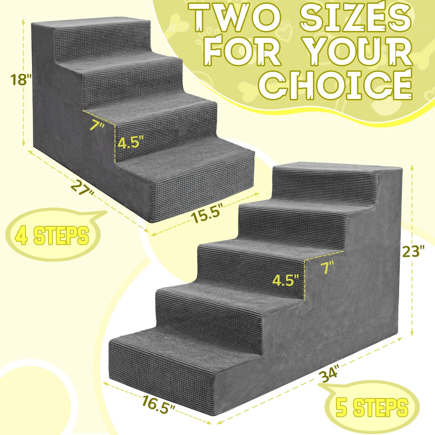 Niubya Pet Stairs 4-Tier And 5-Tier Non-Slip Foam Steps