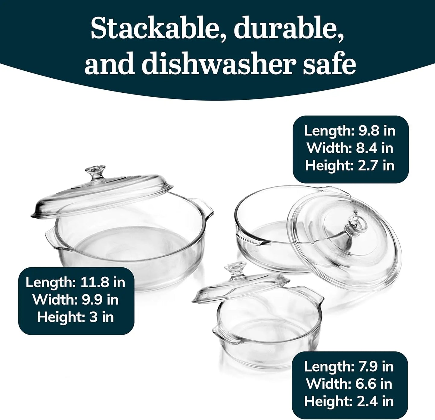 Glass Casserole Baking Dish Set With Lids Oven Safe