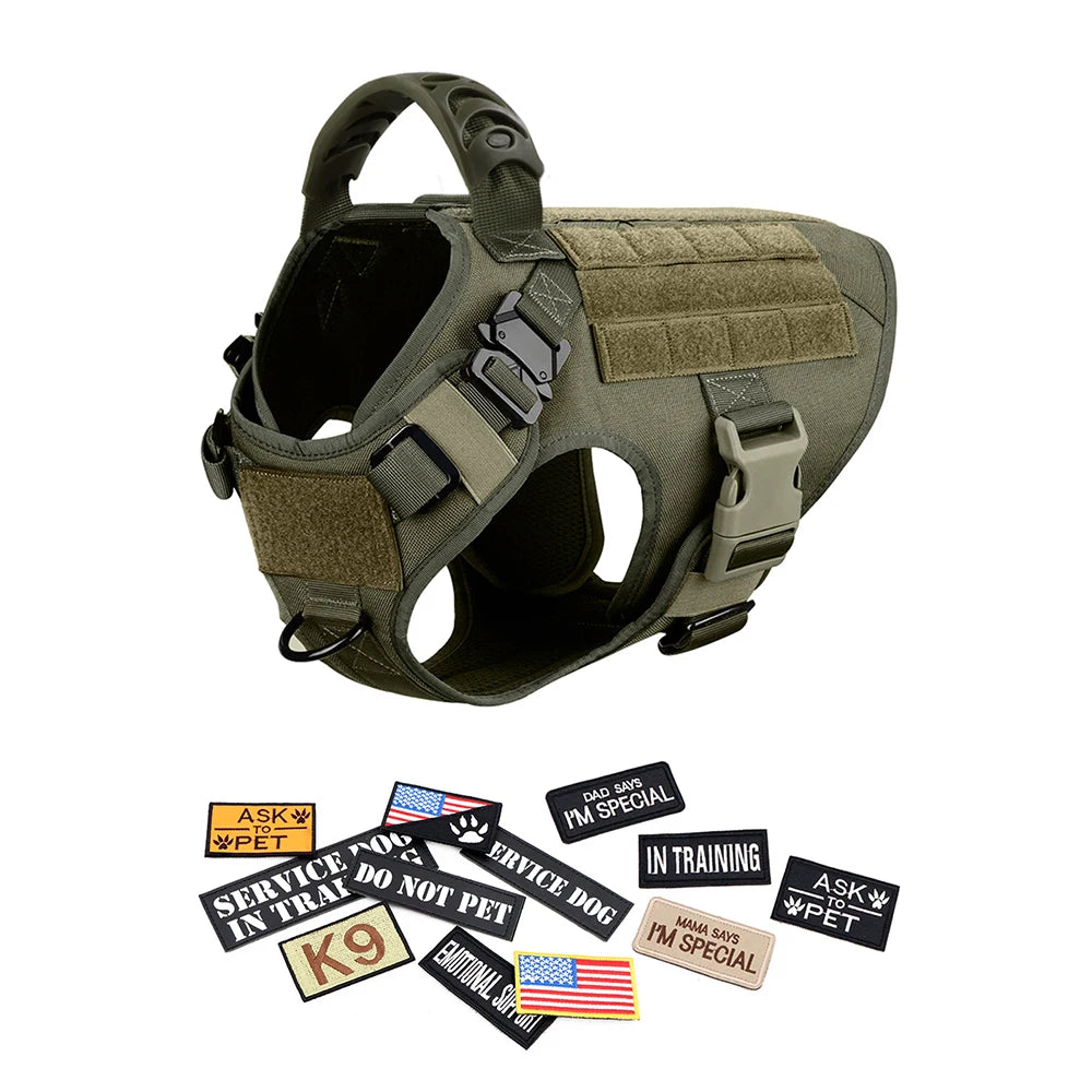 PETRAVEL Military Large Dog Harness Vest With Leash Set