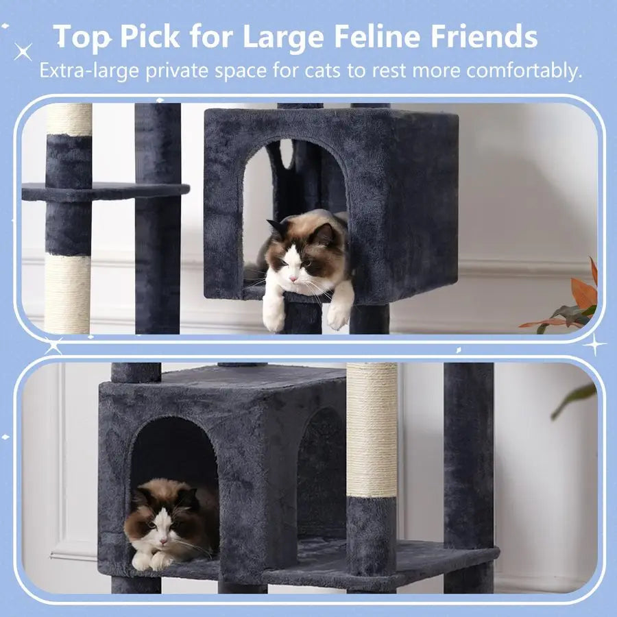 XMSJ Cat Tree Tower With Multilevel Platforms And Condos