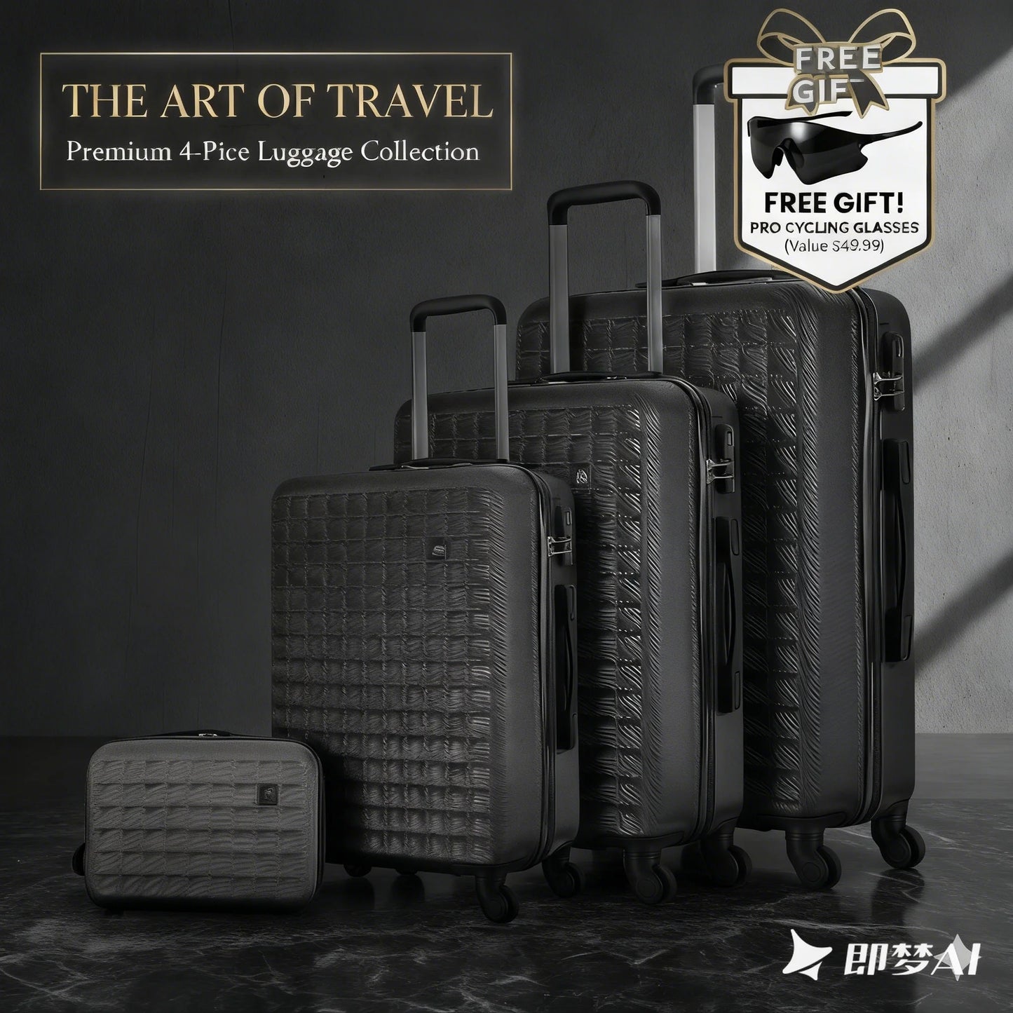 NONECN 4-Piece ABS Hardside Spinner Luggage Set With Cosmetic Bag