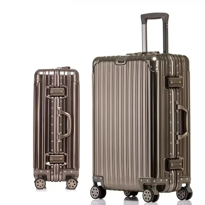 NONECN Aluminum Magnesium Alloy Travel Luggage Rolling Suitcase