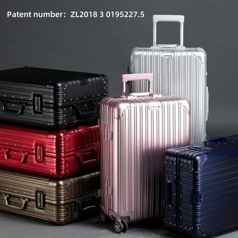 NONECN Aluminum Magnesium Alloy Travel Luggage Rolling Suitcase