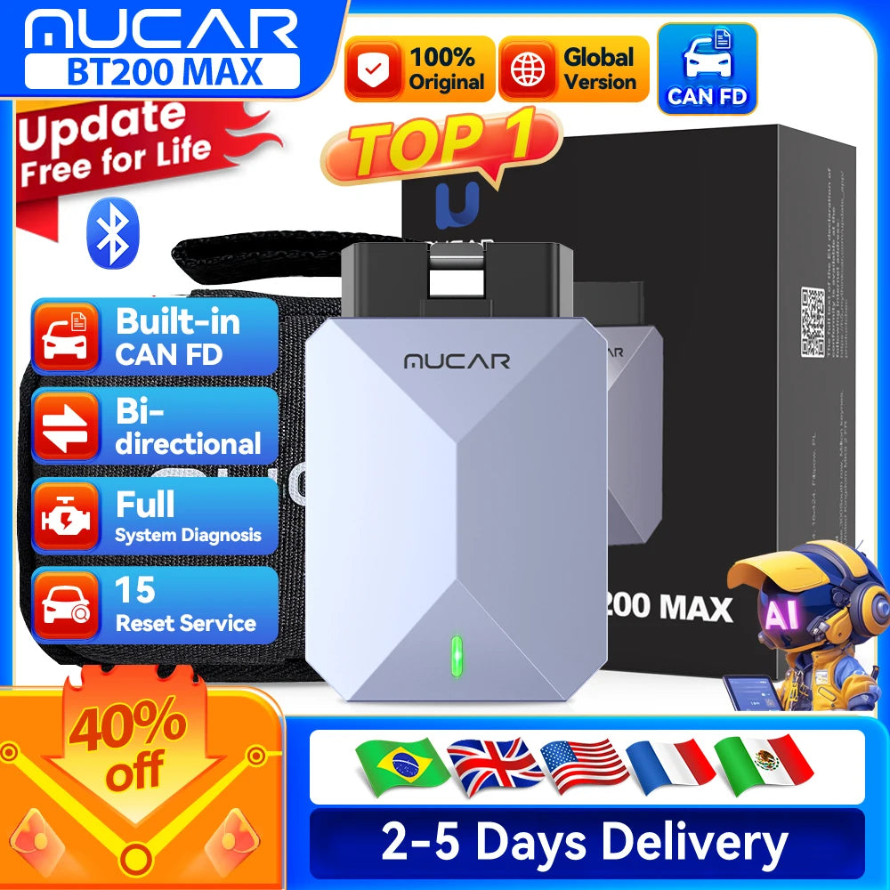 MUCAR BT200 Max OBD2 Scanner Bi-Directional Diagnostic Tool