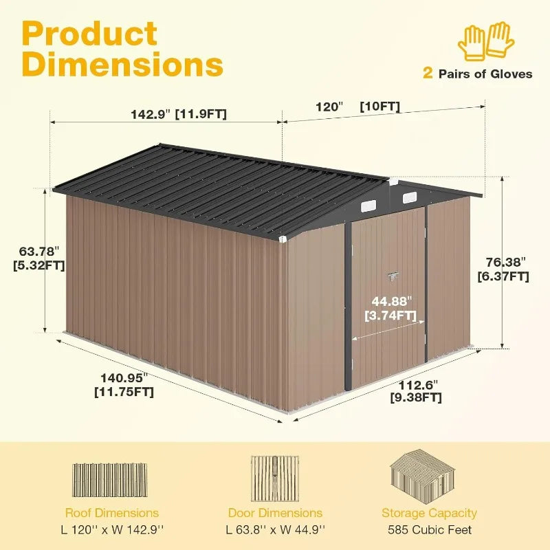 Durable Galvanized Steel Outdoor Shed With Floor And Lockable Doors