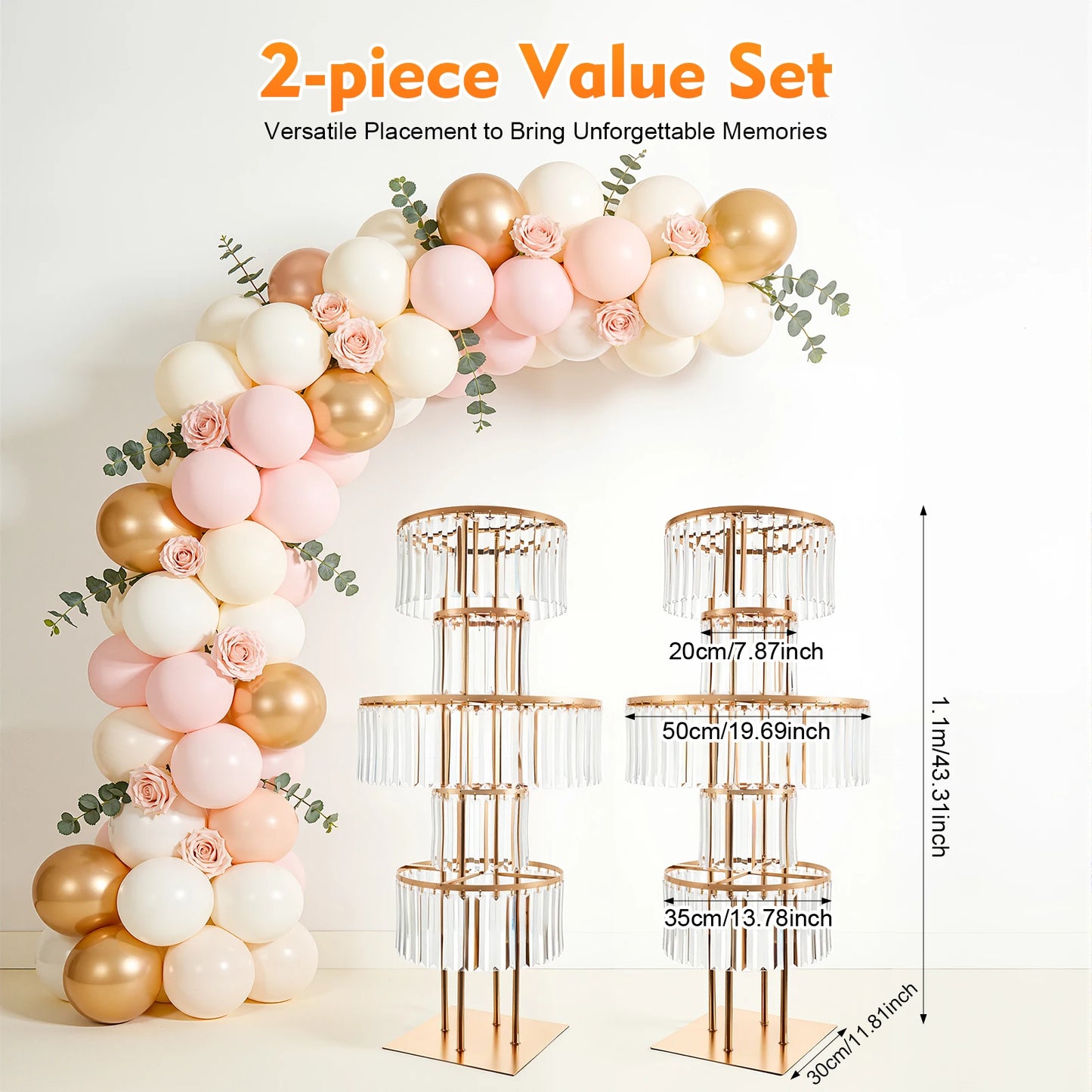 5-Tier Gold Wedding Flower Stand Iron And Acrylic Centerpiece