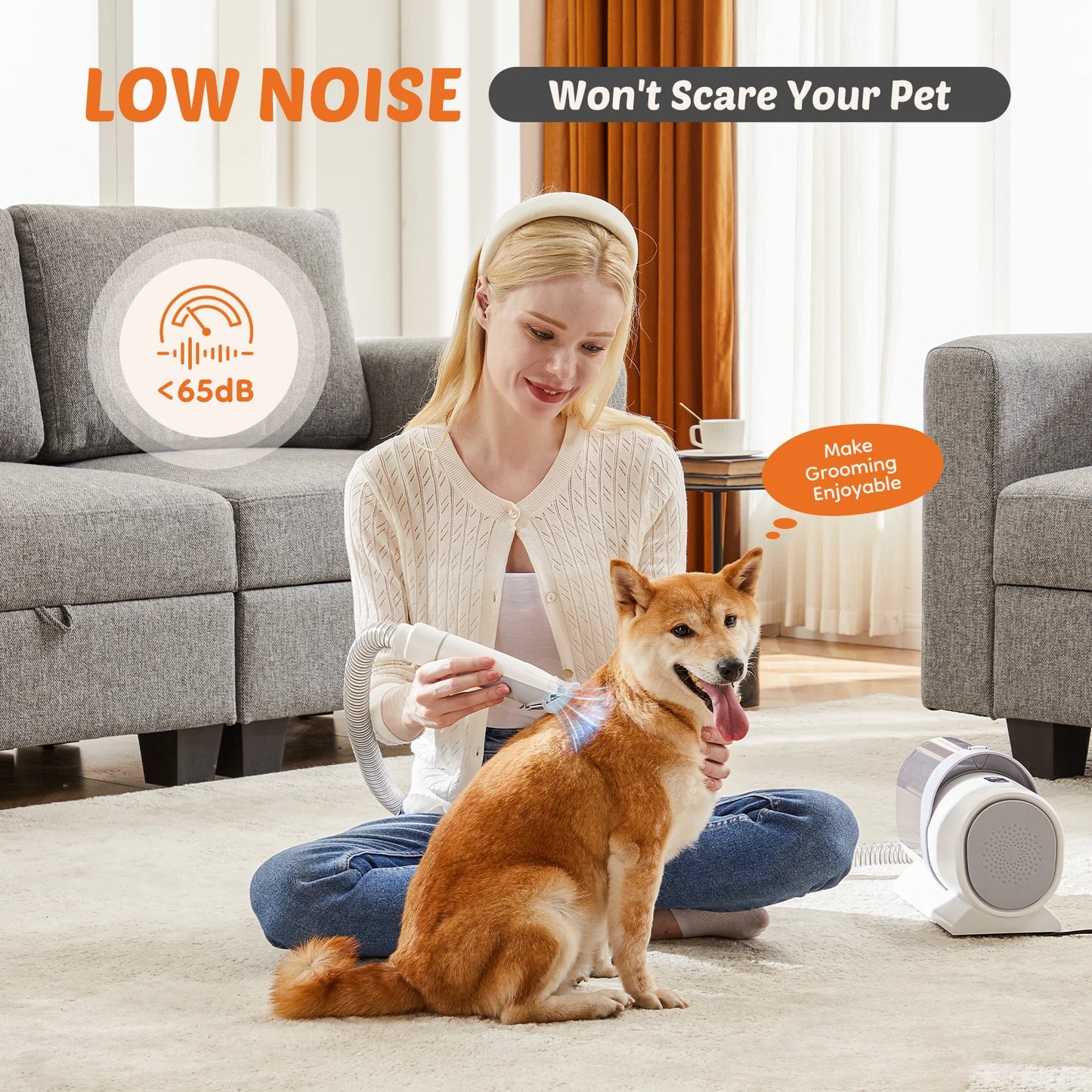 Pet Grooming Vacuum Kit With Cordless Clippers And 3 Modes
