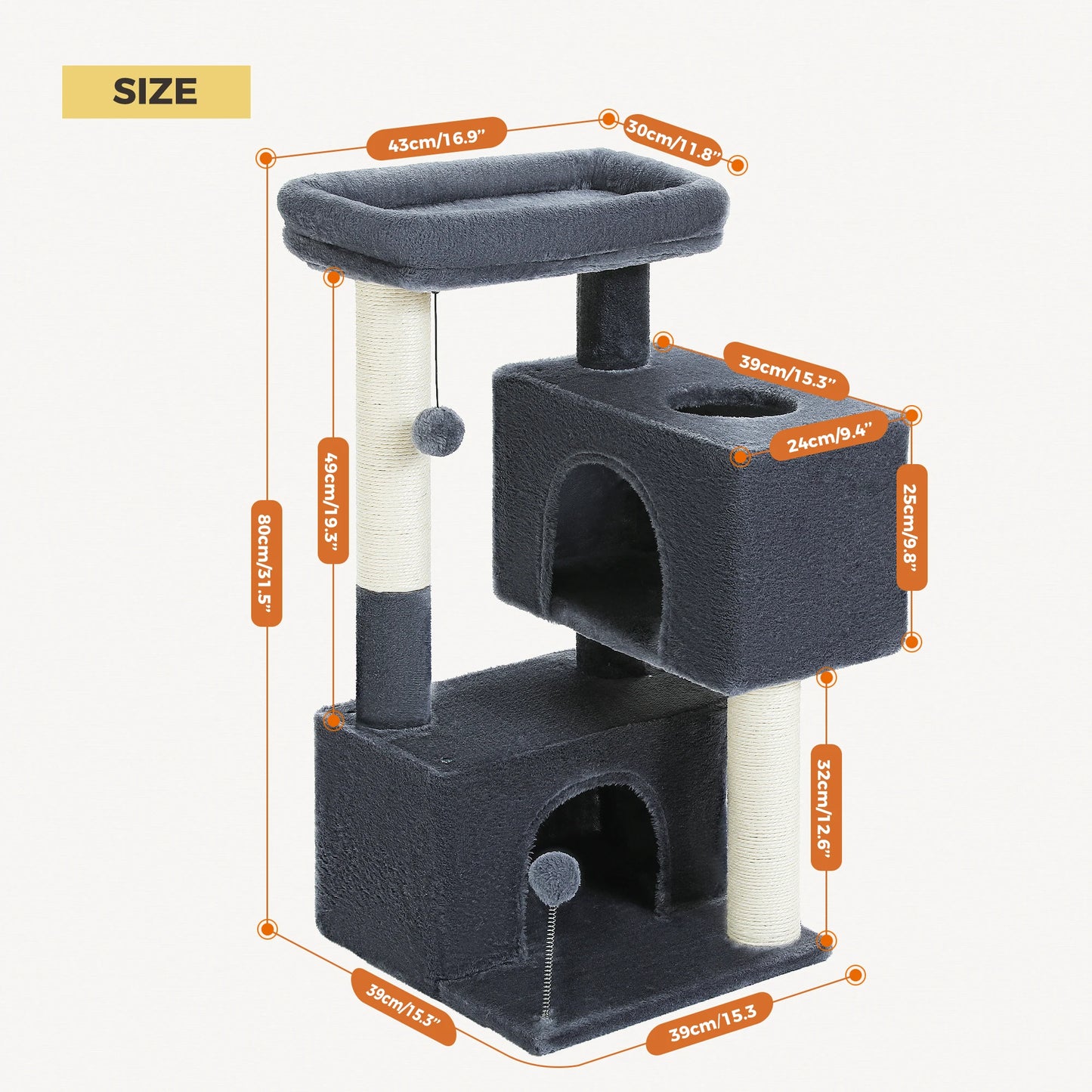 PAWZ Road Cat Tree Indoor Multi-Level Tower With Condos