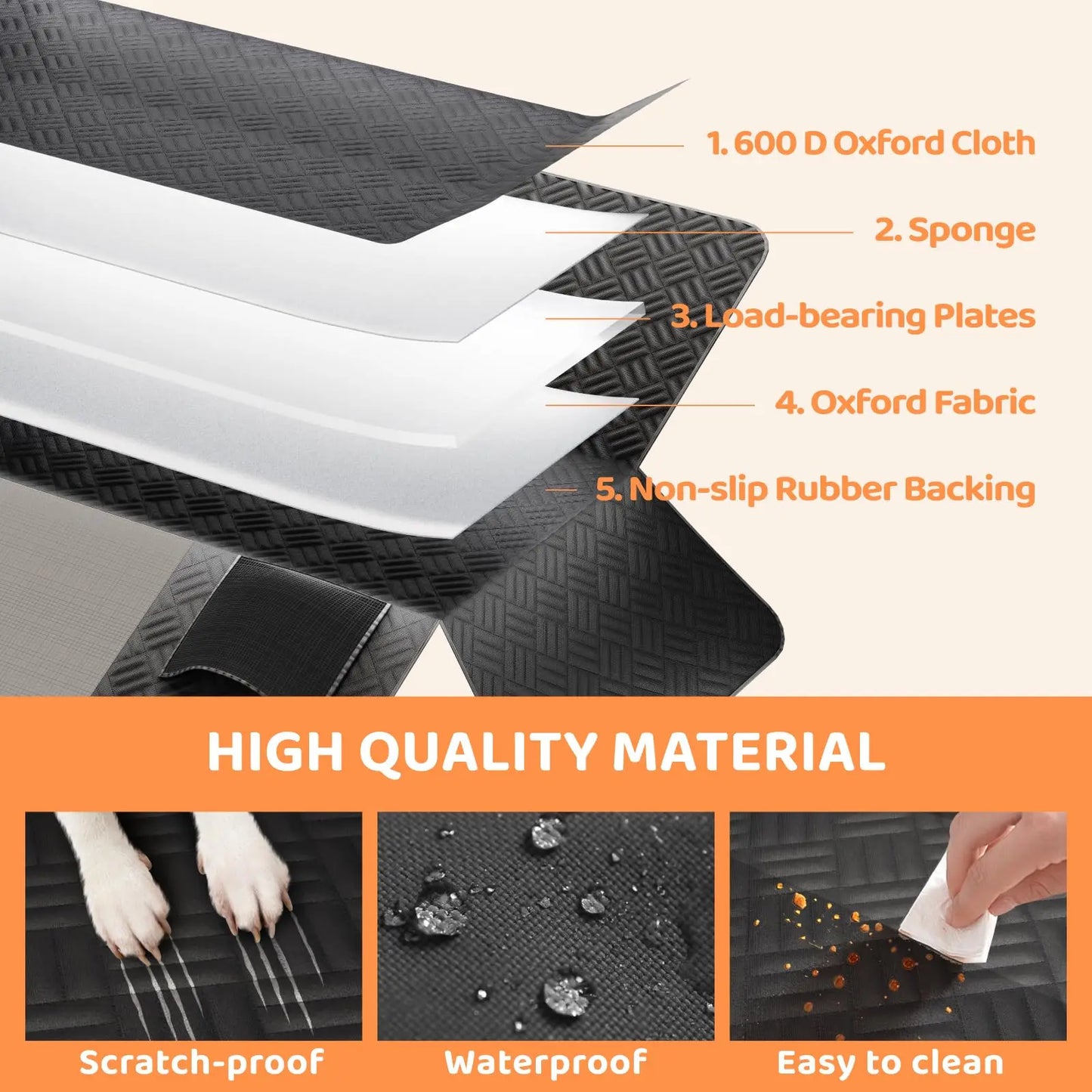 Rear Seat Dog Hammock Cover For Cars And SUVs Heavy Duty 600D