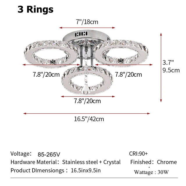 GreeLustr Modern Crystal Ring Pendant Light Ceiling Lamp