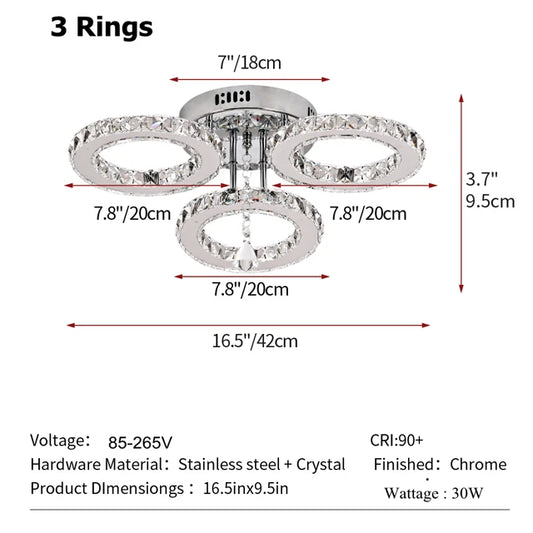 GreeLustr Modern Crystal Ring Pendant Light Ceiling Lamp